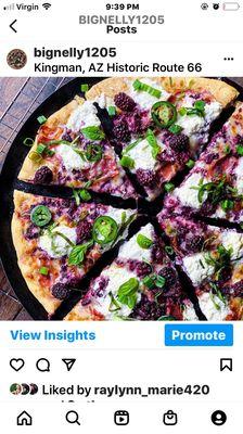 Big Belly Nelly's BlackBerry Goat Cheese pizza !!! Amazing food and creations ....