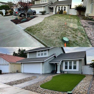 Front yard transformation - low maintenance landscape saves time and water