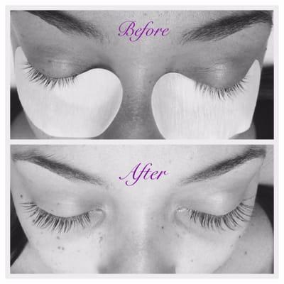 Eyelash extensions 60 per eye. Before and After