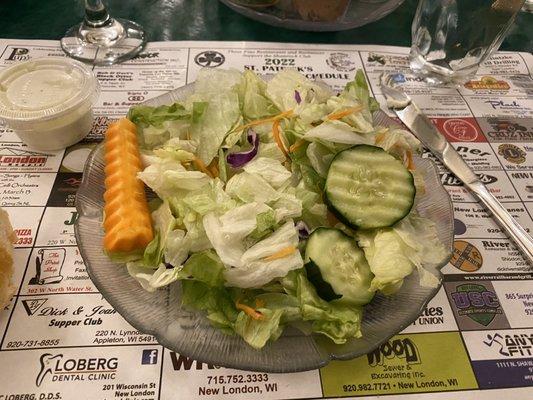 Iceburg lettuce salad. There are so many with salad bars they could step it up a bit with options; spinach or romaine.