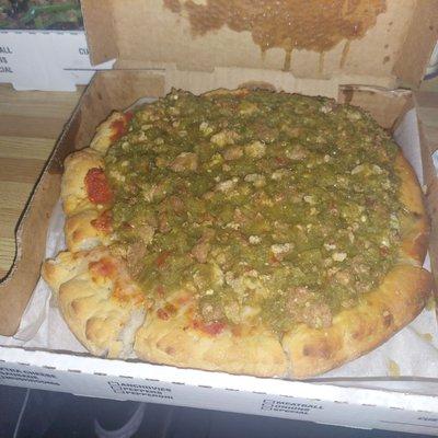 Small chili verde pizza