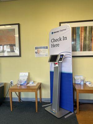 Check- in post at LabCorp