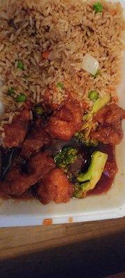 General Tso chicken with fried rice