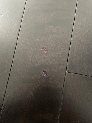 They dropped heavy materials and badly dented my floors. These are hardwood floors, this was gross negligence.