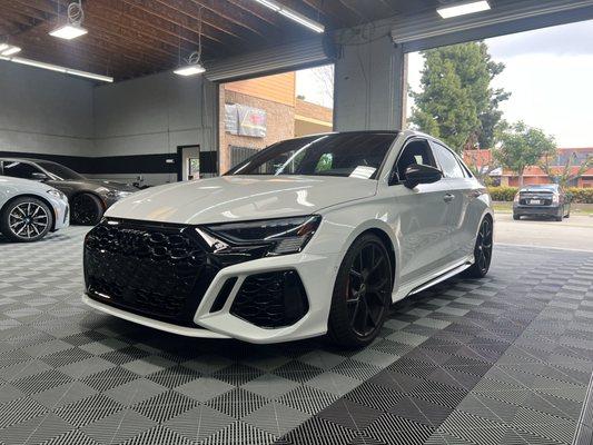 2024 Audi RS3 full front paint protection film for track days to protect against rock chips