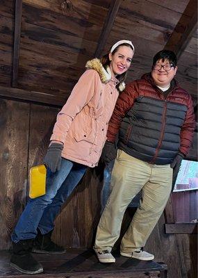 Hubby and I posing in the cabin!