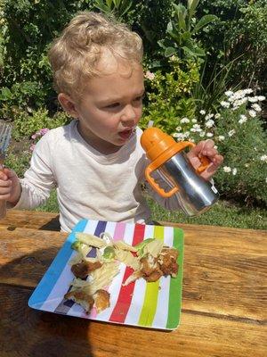 Caspar eating his lunch