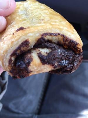 Chocolate croissant- yummy hot or cold- flaky crust Mmm