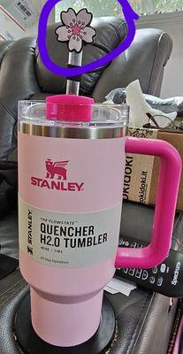 @T&C Durf Designs; 1/26/2024.My pic/my Pink Stanley,not from T&C tho. Sharing this picture w/my Sister, 2 show her Da flower Straw Cover