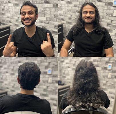 Before and after... Bye-bye, long hair!