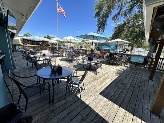 Outside seating with umbrellas