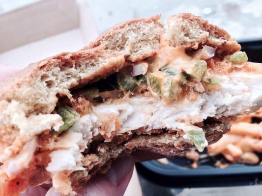 Jalapeño Fresco Spicy Chicken Sandwich cross-section