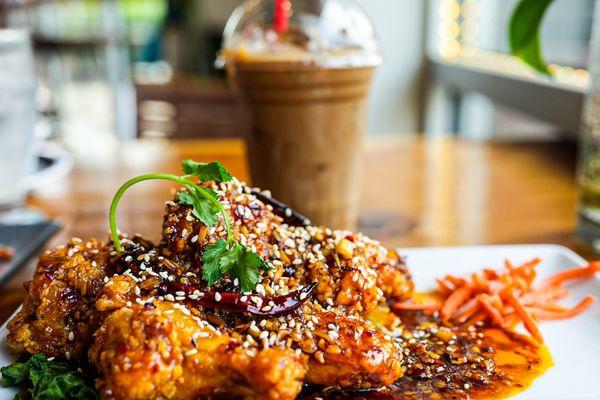 House Spicy Wings and Vietnamese Coffee