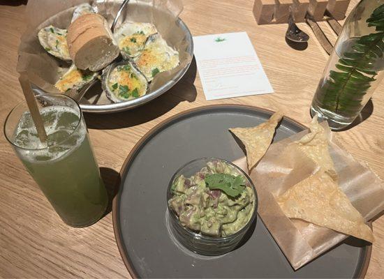 Baked oysters and tuna tartare (both so amazing)