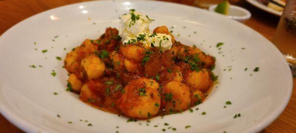 Gnocchi with their red meat sauce.