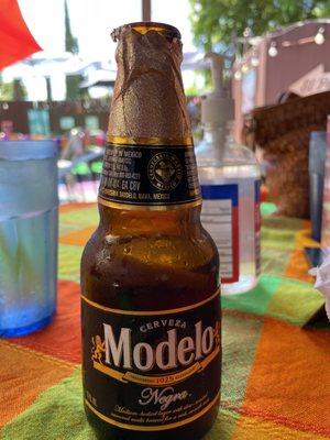 Iced cold beer with Mexican food.