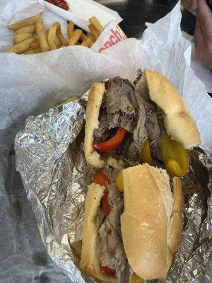 Cheezy Italian Beef and fries