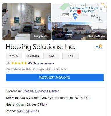 Housing Solutions, Inc. 5-Star Google Reviews