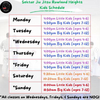 Kids schedule!