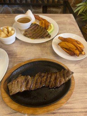 Grilled steak and maduros