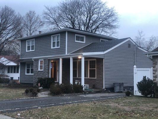 Stone facade, Cedar Impressions Vinyl Shake, Vinyl Siding