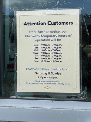 New hours as of 4-29-21