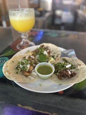 grilled chicken, steak, and pastor taco