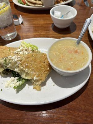 Sp Chicken Lemon and Rice Soup and Spanakopita