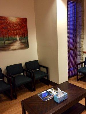 Calm and quiet lobby area for patients