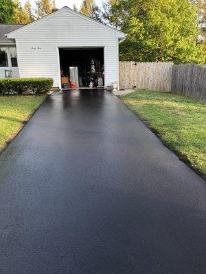 We do residential driveway seal coating