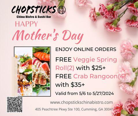 2024 Mother's Day online offer, valid from 5/6 to 5/27.