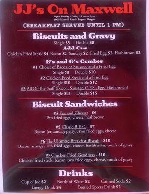 Menu side one