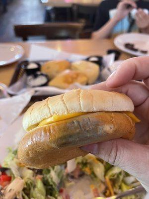 Molded children's cheese burger