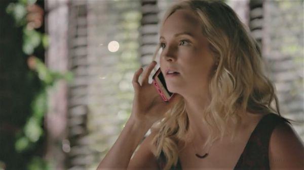 Our Black Spinel & Garnet Bar Necklace worn on an episode of The Vampire Diaries.  Worn by Caroline Forbes "Candice Accola King"