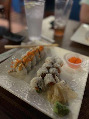 Spider roll and spicy tuna roll