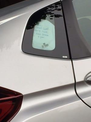 This is how safe Alamo square is from petty theft...many people put notes on their cars.