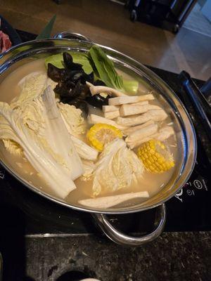 Hot Pot! Their Korean beef bone broth soup is cooked daily starting at 9am!  Very flavorful!