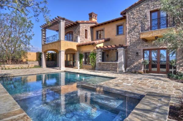 Classic Mediterranean home tastefully decorated with stone and natural features