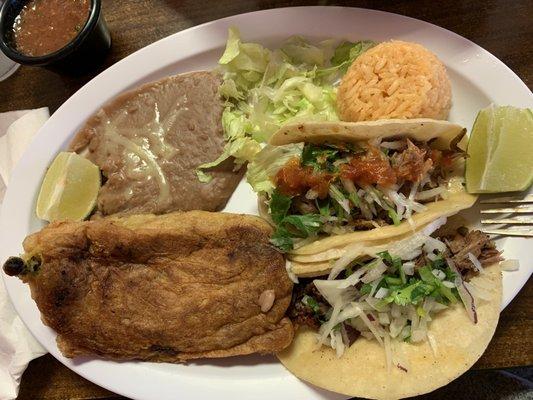 Chile Relleno with Tacos