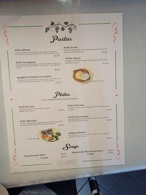 New menu and new prices