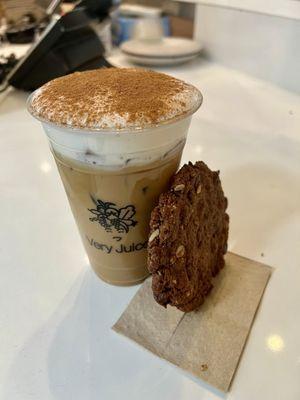 Delishhhhhhhhhhhhhous iced latte and gf chocolate chip oat cookie mmmmmmmm