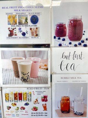 Smoothie & iced fruit tea menus