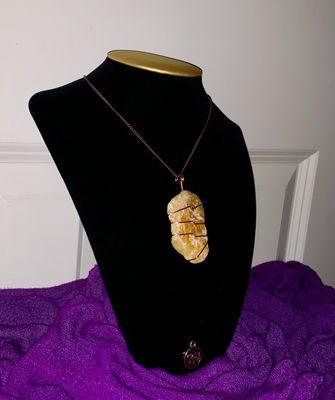 Refreshing Yellow Calcite Wrapped Copper Necklace