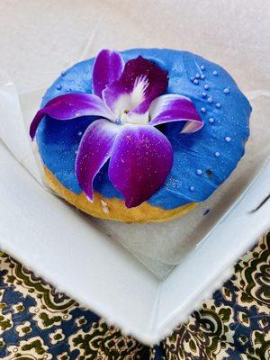 So pretty w/an edible flower! Lavender Donut