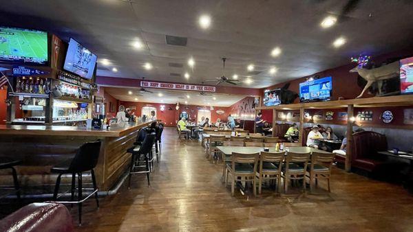 Wide angle of the dining room