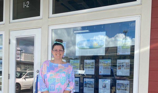 In front of my office at Hilo Bay Realty, LLC located in the Puna Kai Shopping Center in Pahoa.