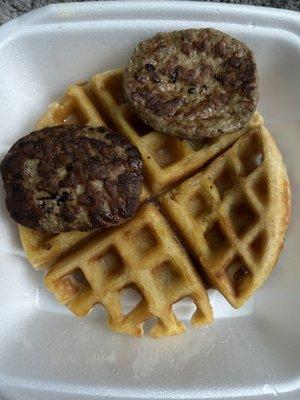 Belgian Waffle and Turkey sausage