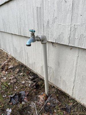 Out door spigot needed to be capped off to stop it from swamping the backyard.