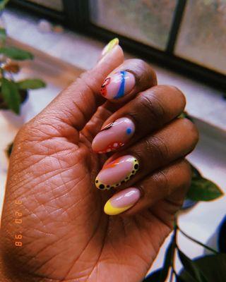 Multi color art deco nails by Amber