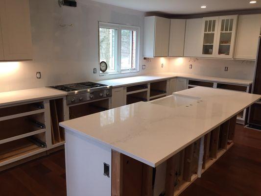 CaesarStone with Farm sink! Amazing large Island!